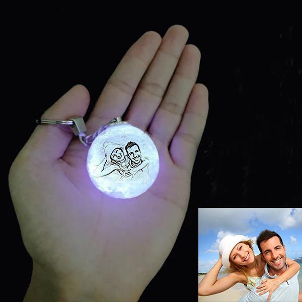 Custom Photo Keychain Multicolor 3D Printed Moon Lamp Gifts for Mom