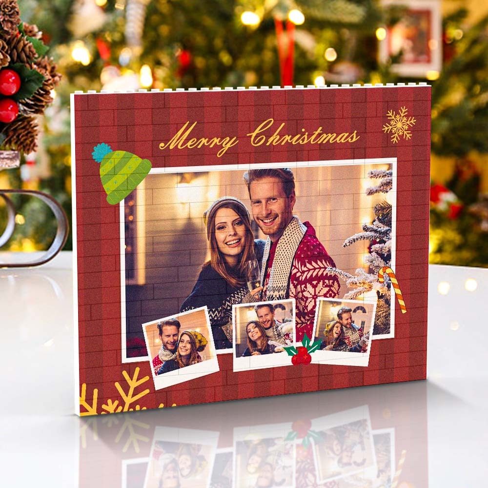 Custom Music Code Personalised Christmas Building Brick Photo Block Frame - mymoonlampuk