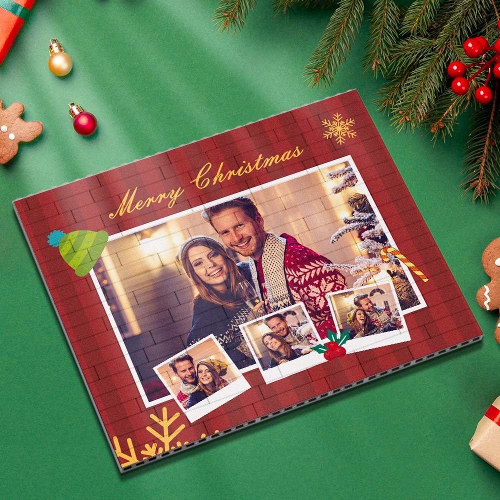 Custom Music Code Personalised Christmas Building Brick Photo Block Frame - mymoonlampuk