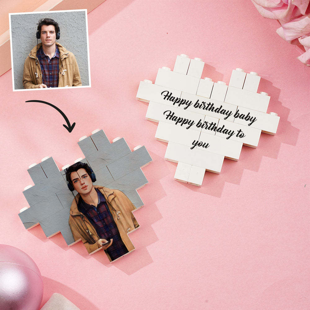 Custom Building Block Puzzle Personalized Cartoon Photo Brick Heart Toy Christmas Gifts - SantaSocks