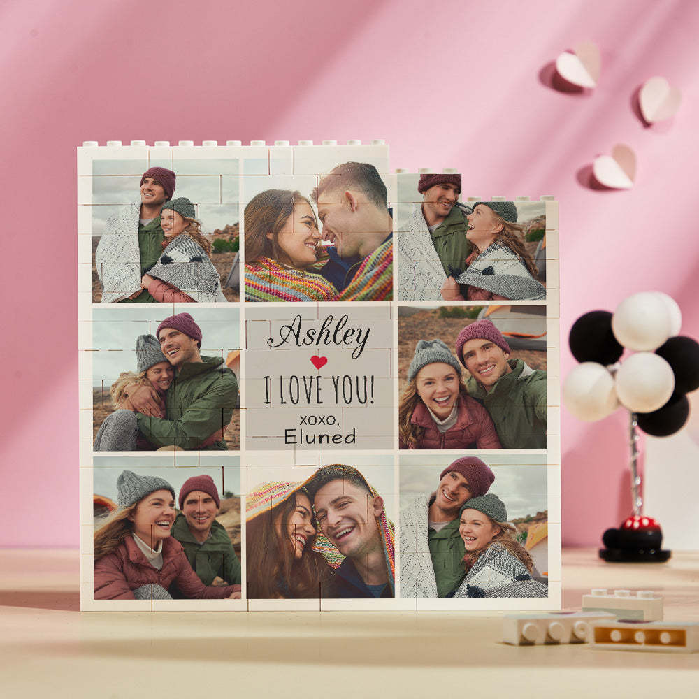 Custom Building Block Puzzle Square Photo Brick I Love You XOXO - mymoonlampuk