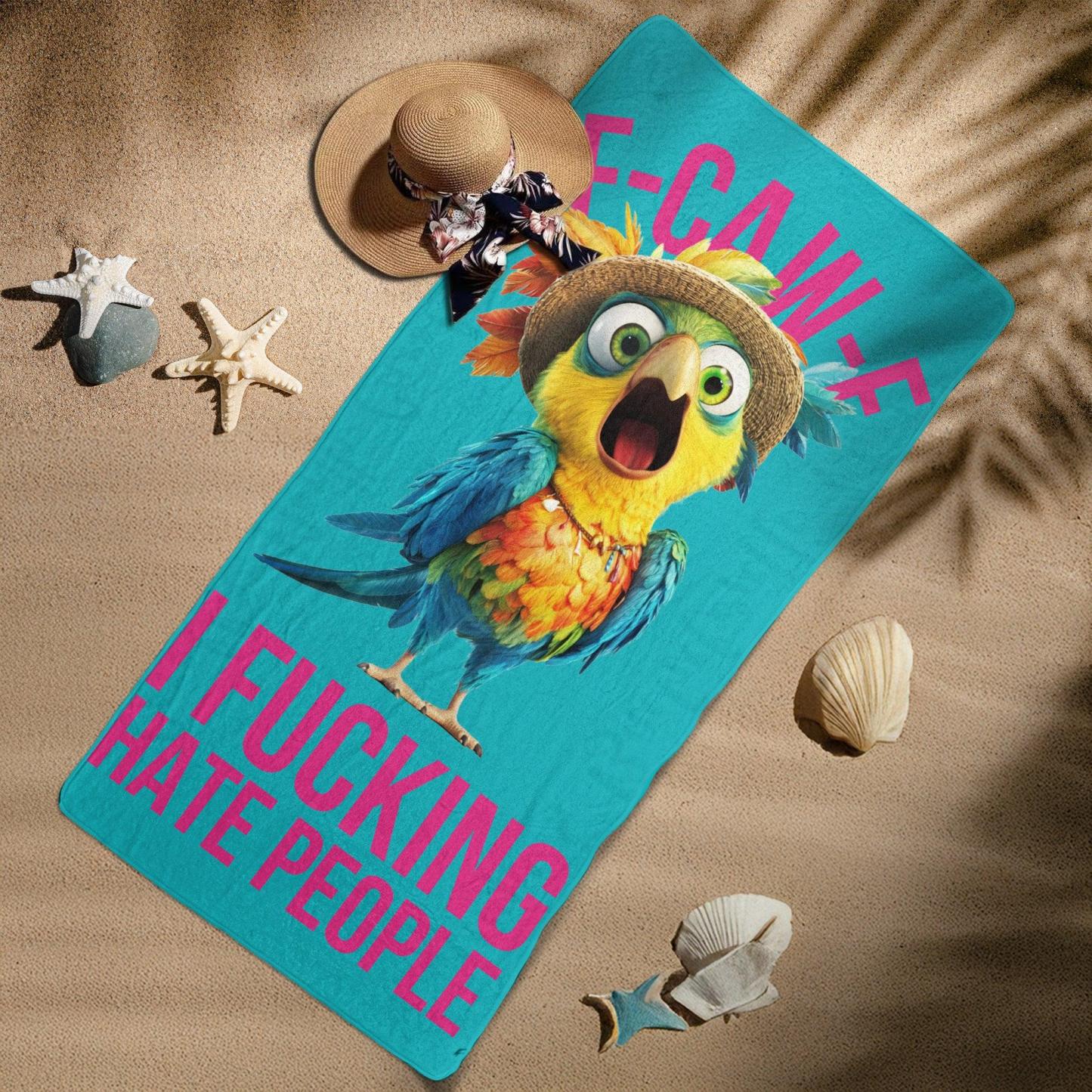 F-Caw-F I F*cking Hate People - Personalized Beach Towel - MyMoonLampUk