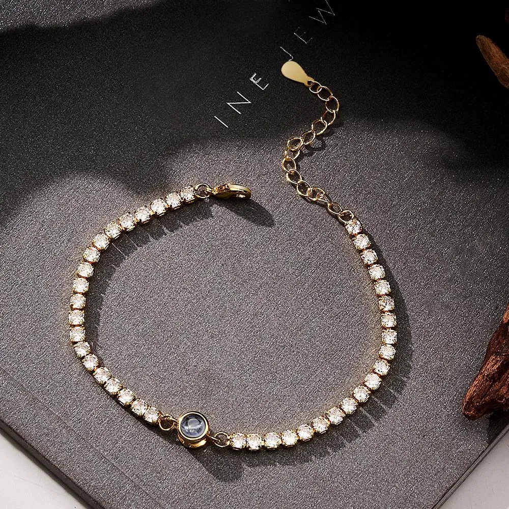 Custom Photo Projection Bracelet Tennis Bracelet Fashionable All Diamonds Bracelet Gifts For Her - MyMoonLampUk