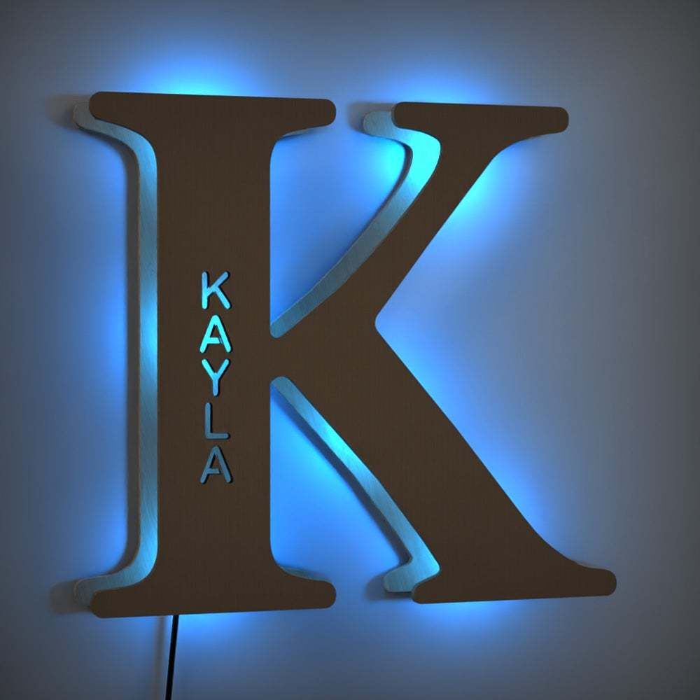 Letter J Custom Name Sign Lamp Wooden Billboard Night Light