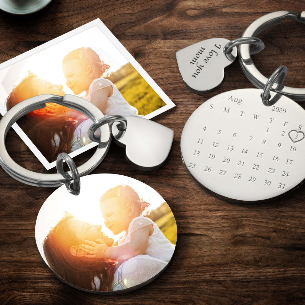 Anniversary Gift Photo Keyring Custom Photo Engraved Calendar Keychain Romantic Gifts