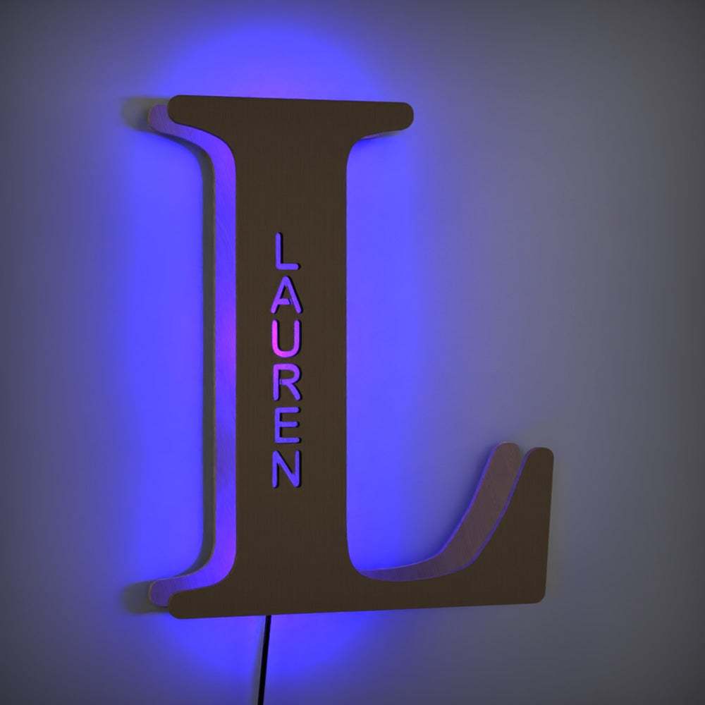 Letter F Wooden Custom Name Sign Lamp Billboard Lamp Night Light