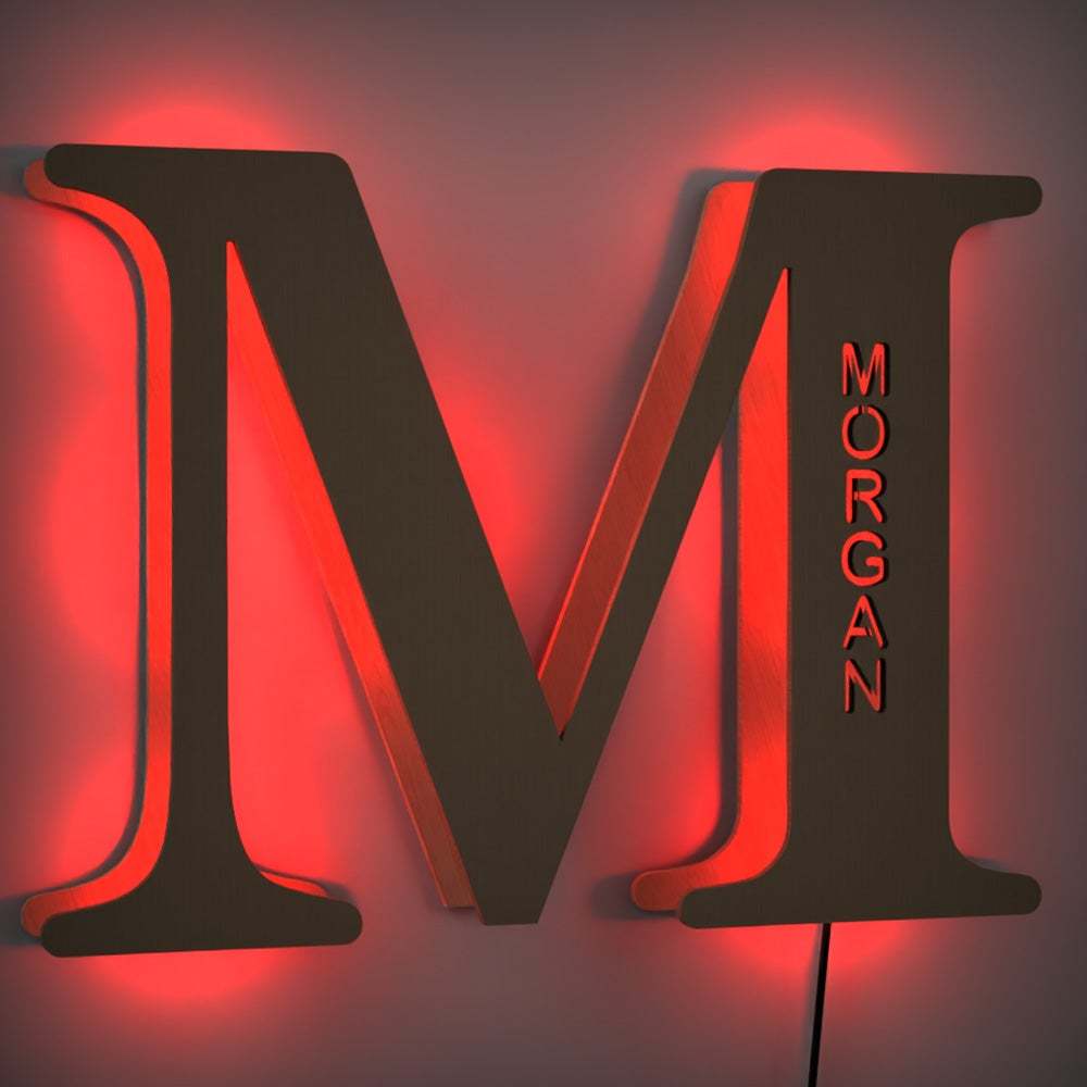 Letter J Custom Name Sign Lamp Wooden Billboard Night Light