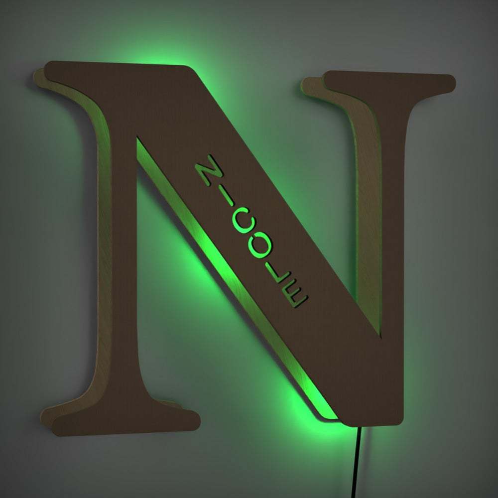 Letter J Custom Name Sign Lamp Wooden Billboard Night Light