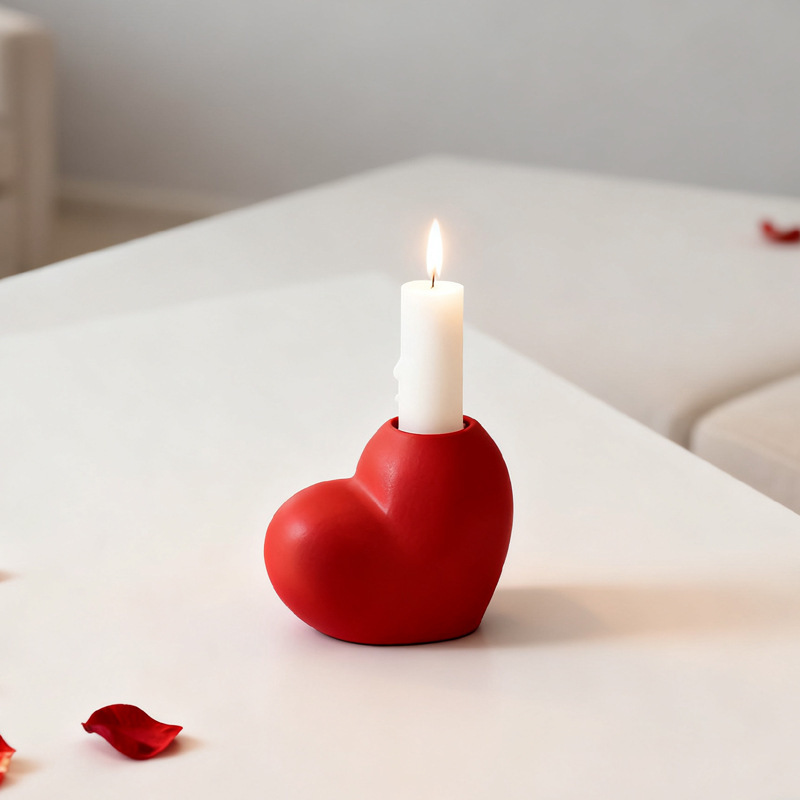 Valentine's Day Gift Heart-Shaped Ceramic Candle Holder Stylish Romantic Decor for Anniversaries Date Nights - MyMoonLampUk