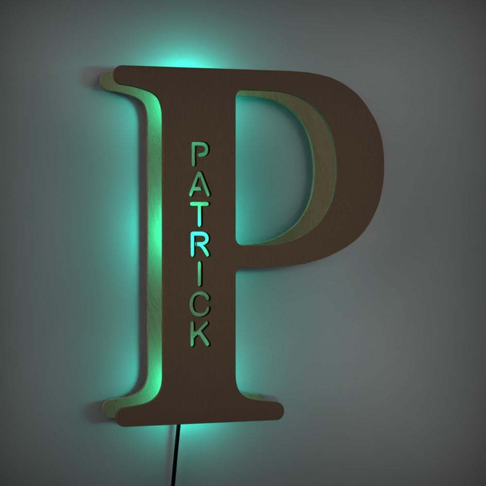 Letter J Custom Name Sign Lamp Wooden Billboard Night Light