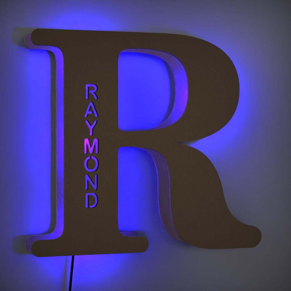 Letter J Custom Name Sign Lamp Wooden Billboard Night Light