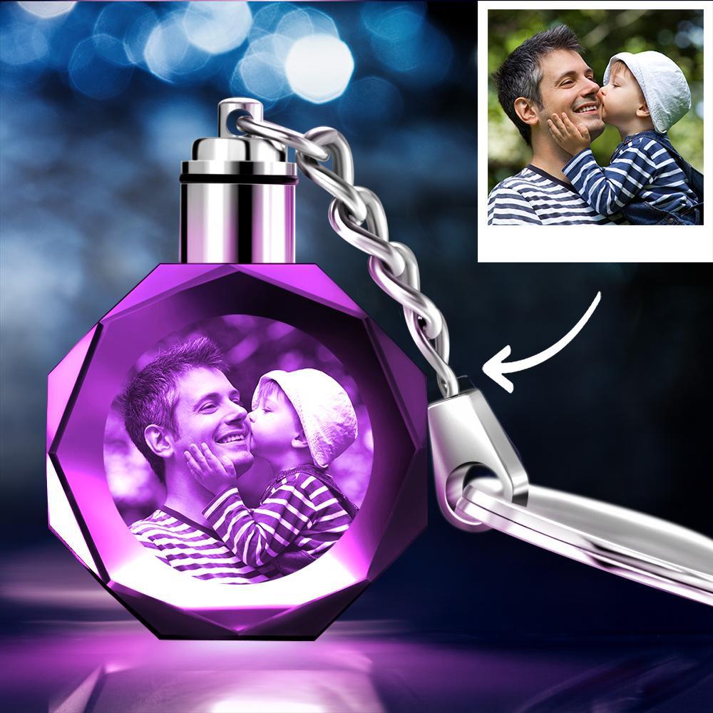 Custom Crystal Octagon Shape Photo Keyring