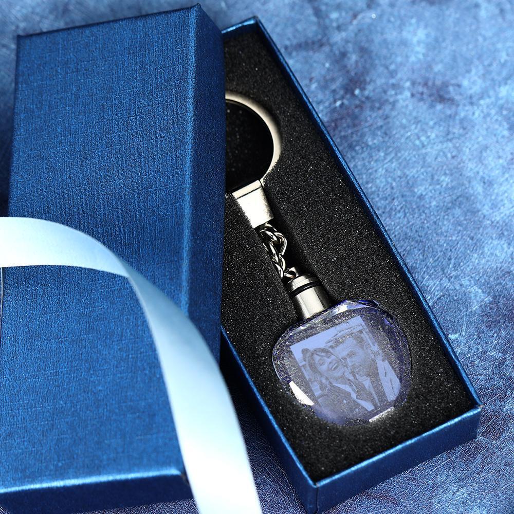 Gifts for Mom Custom Crystal Heart Shape Photo Keyring