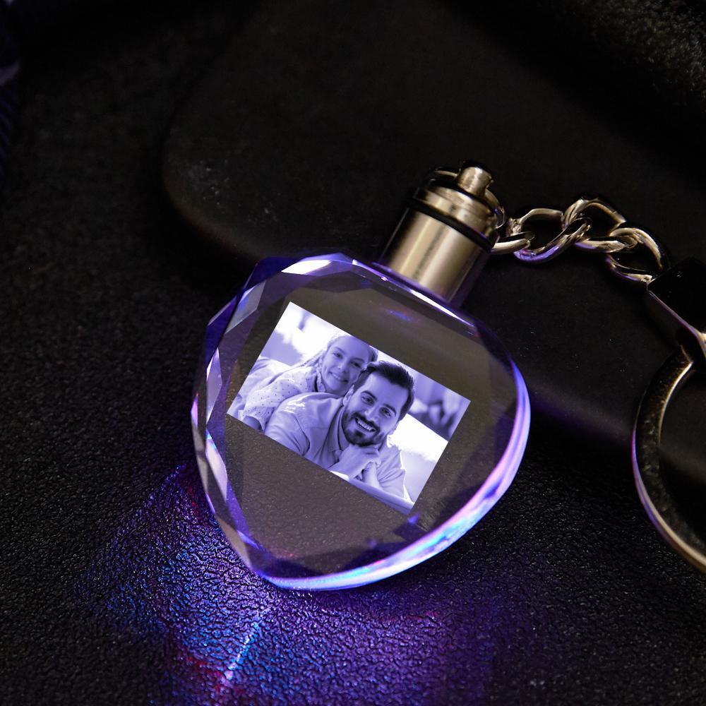 Custom Crystal Heart Shape Personalized Photo Keyring