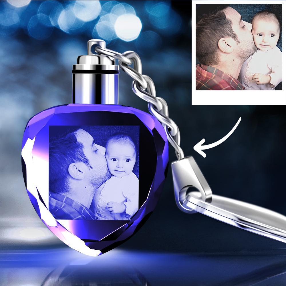 Custom Crystal Heart Shape Photo Keyring