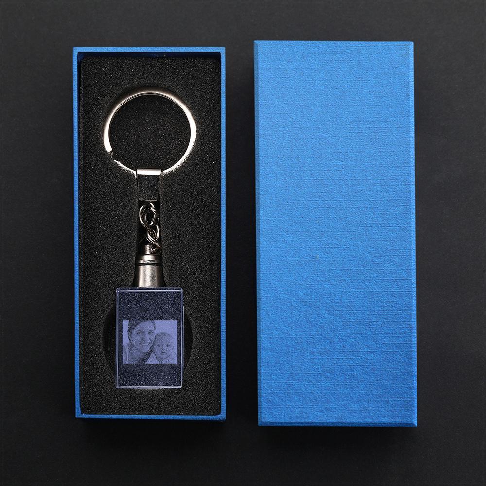 Custom Crystal Rectangle Shape Photo Keyring