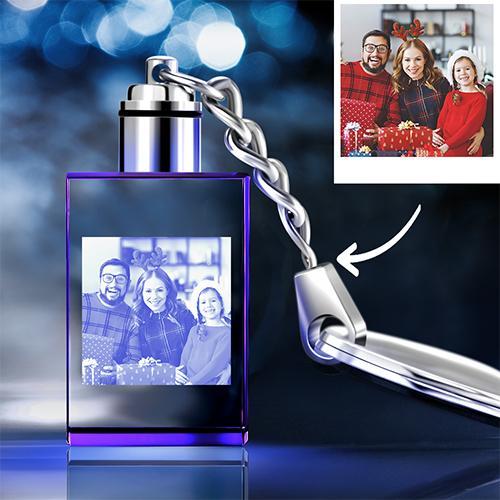 Custom Crystal Rectangle Shape Photo Keyring