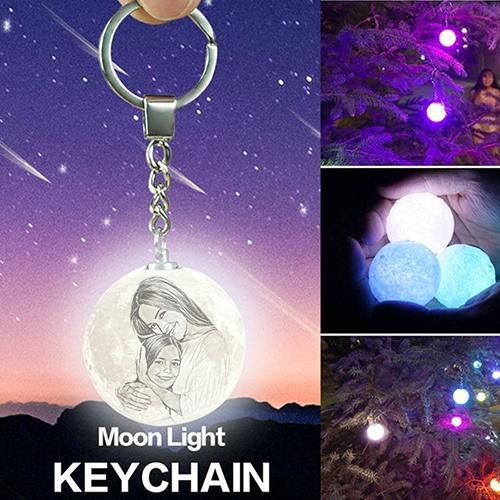 Custom Photo Keychain Multicolor 3D Printed Moon Lamp Gifts for Mom