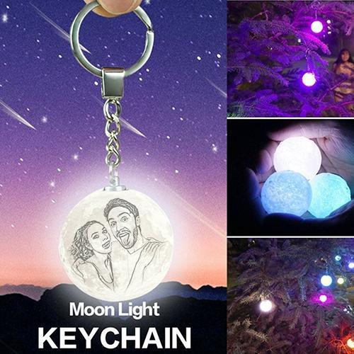 Custom Color Photo Keychain 3D Printed Moon Lamp For Couple