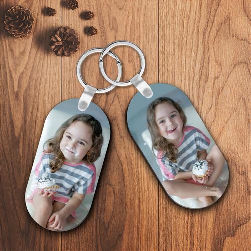 Personalised Oval Shape Customized Photo Keyring For Baby