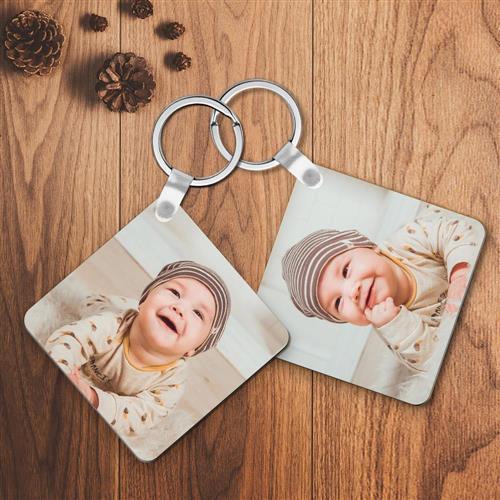 Personalised Keyring Custom Photo Square Keychain For Baby
