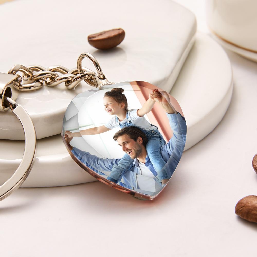 Custom Photo Keyring Crystal Heart
