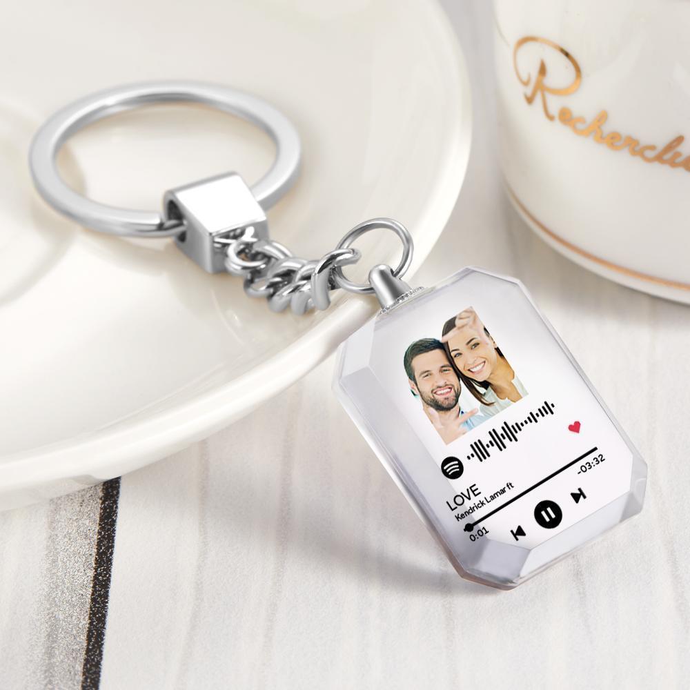 Spotify Keyring Custom Photo Music Song Code Crystal Keychain Gifts for Him/Her