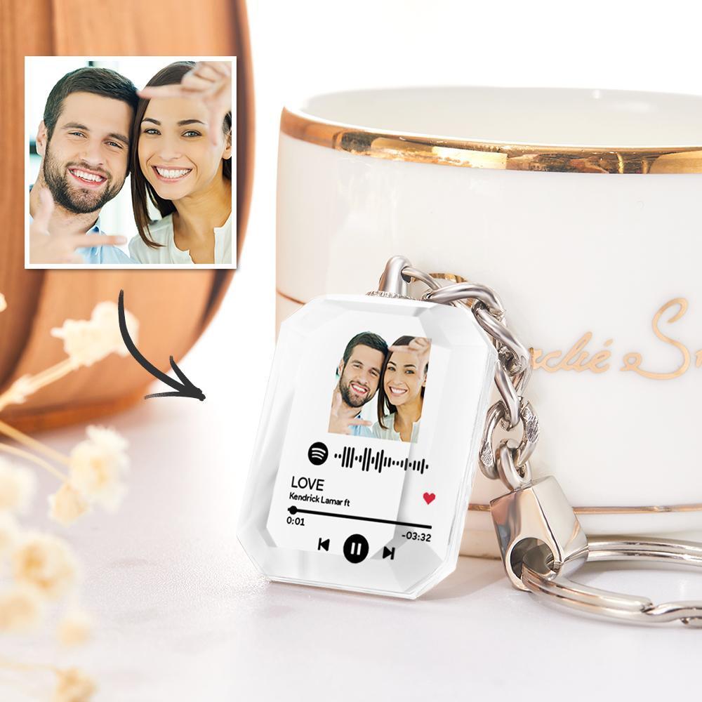 Spotify Keyring Custom Photo Music Song Code Crystal Keychain Gifts for Him/Her