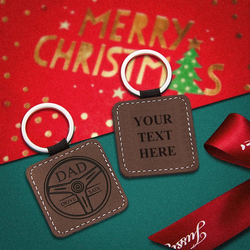 Custom Keyring Christmas Gifts Personalised Engraved Leather Keyring