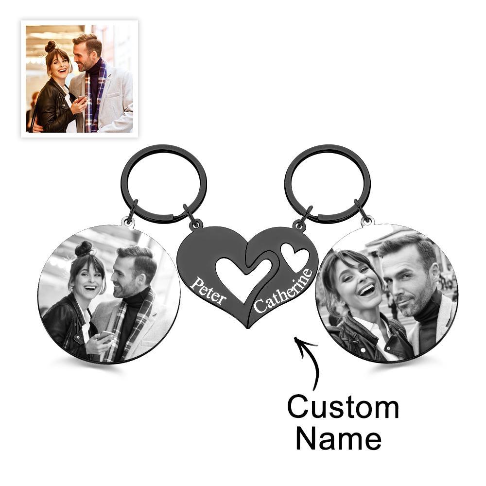 Engravable Keychain Set Custom Photo The Love Between Theme Gifts For Couples - mymoonlampuk