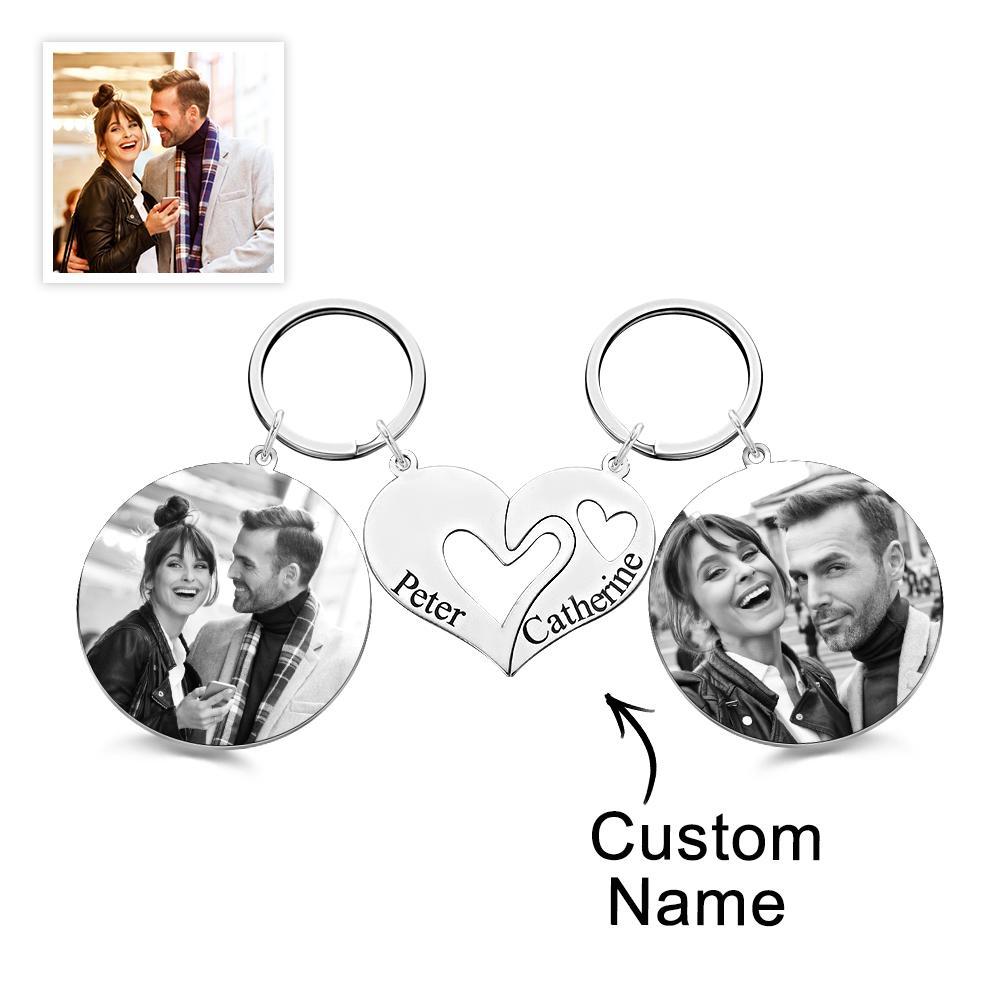 Engravable Keychain Set Custom Photo The Love Between Theme Gifts For Couples - mymoonlampuk