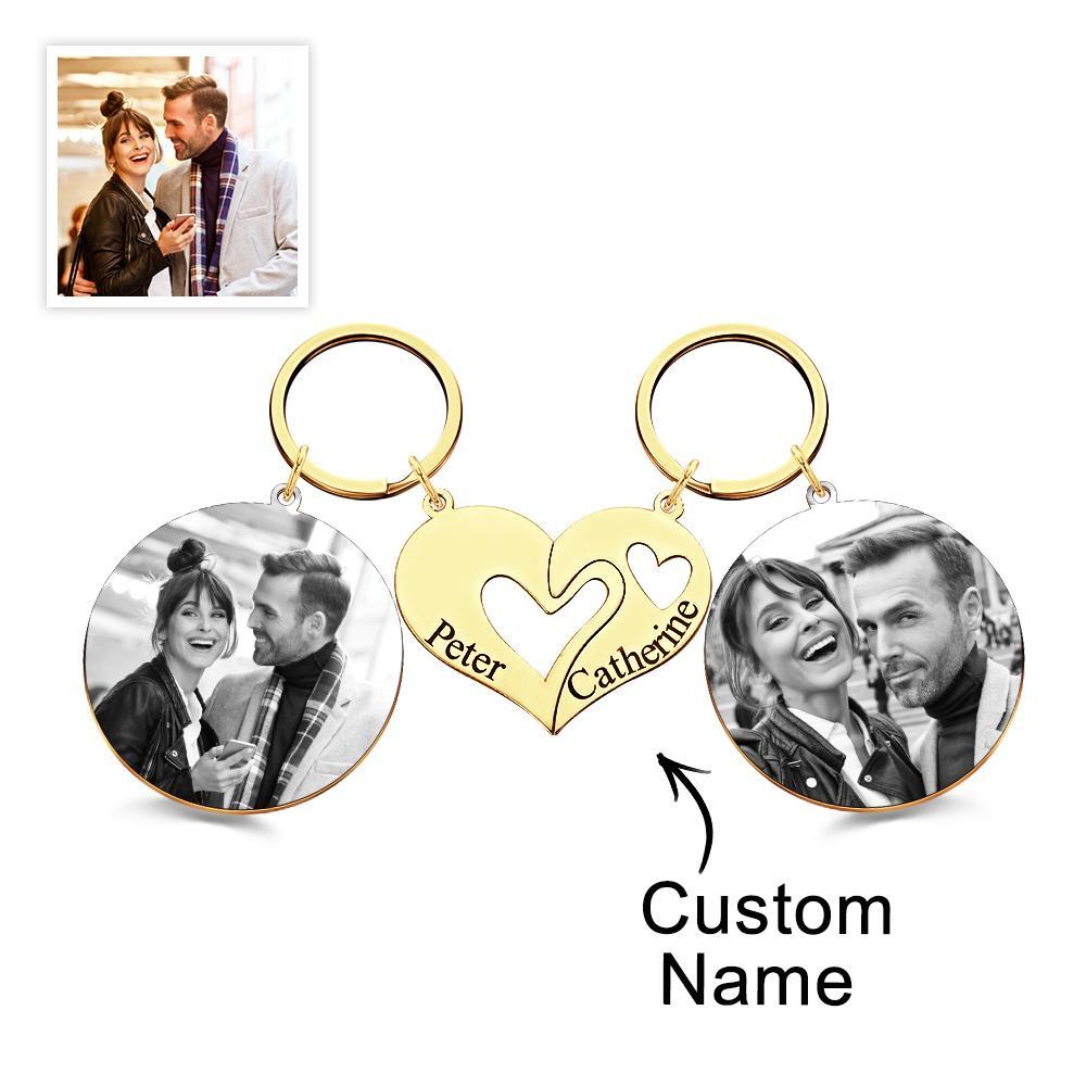 Engravable Keychain Set Custom Photo The Love Between Theme Gifts For Couples - mymoonlampuk