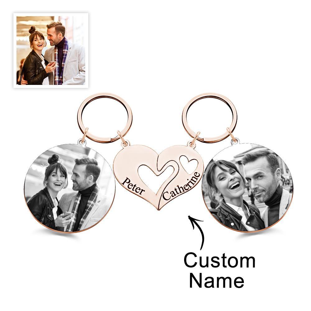 Engravable Keychain Set Custom Photo The Love Between Theme Gifts For Couples - mymoonlampuk