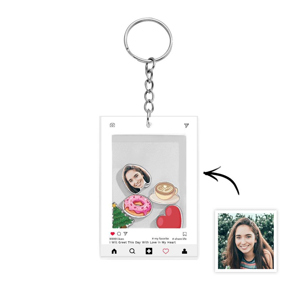 Custom Face Acrylic Keychain Personalized Text - mymoonlampuk