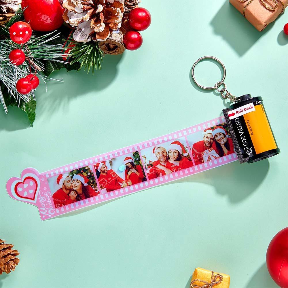 Custom Photo Film Roll Keychain Colorful Heart Decor Camera Keychain Christmas Day Gift - mymoonlampuk