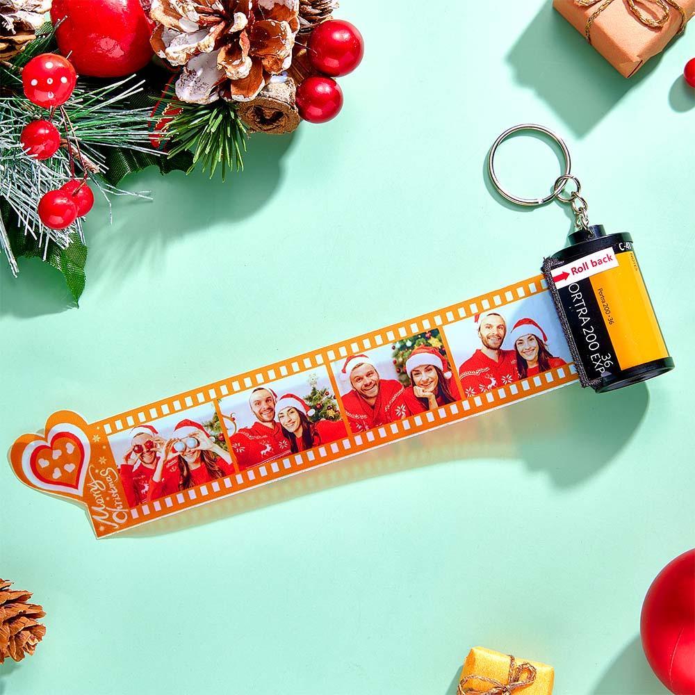 Custom Photo Film Roll Keychain Colorful Heart Decor Camera Keychain Christmas Day Gift - mymoonlampuk