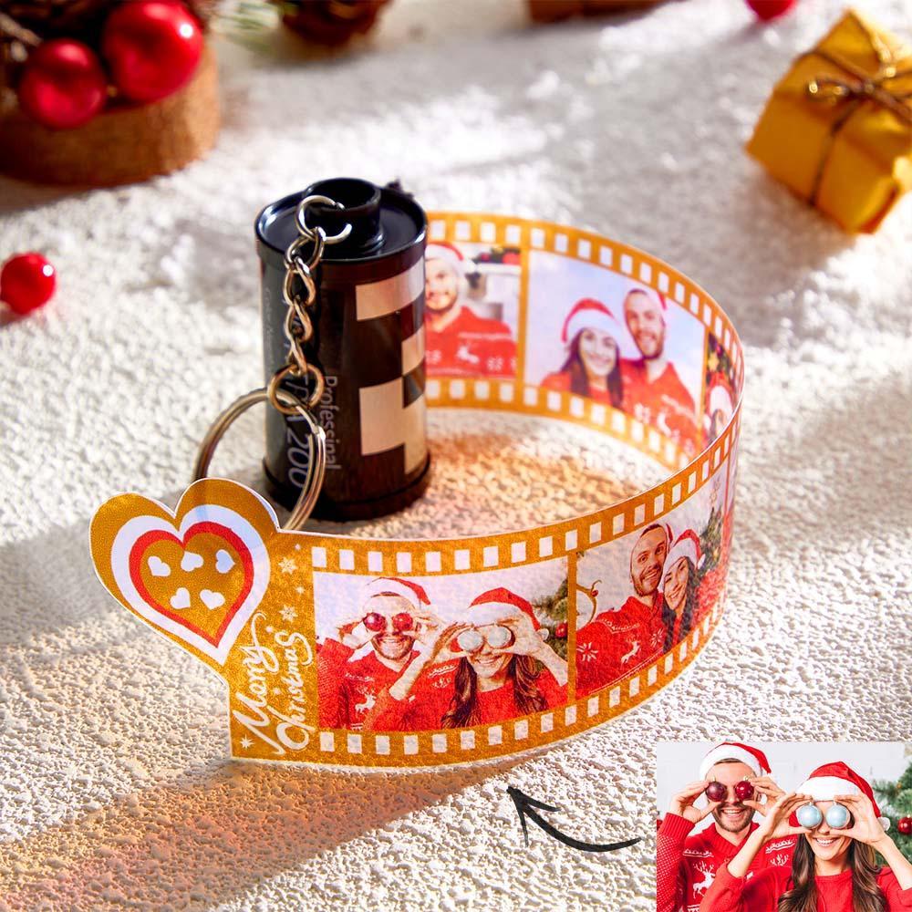 Custom Photo Film Roll Keychain Colorful Heart Decor Camera Keychain Christmas Day Gift - mymoonlampuk