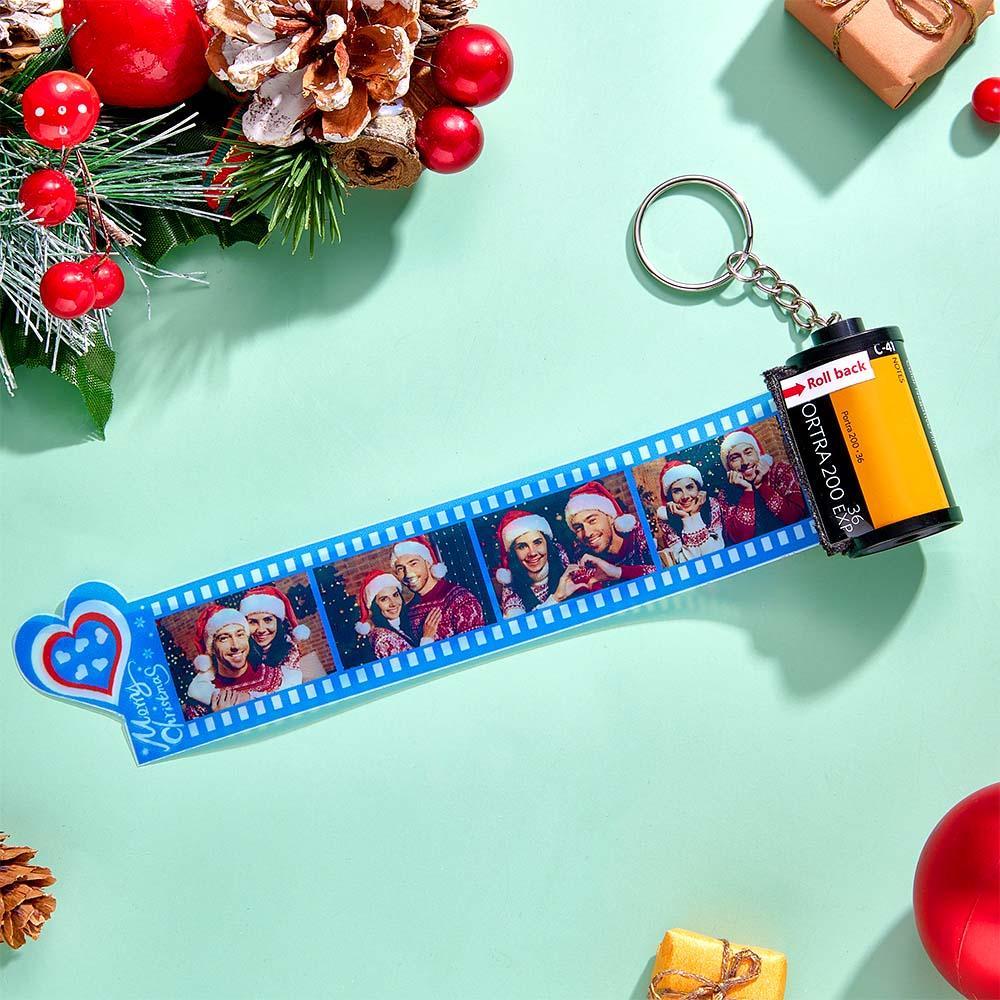 Custom Photo Film Roll Keychain Colorful Heart Decor Camera Keychain Christmas Day Gift - mymoonlampuk