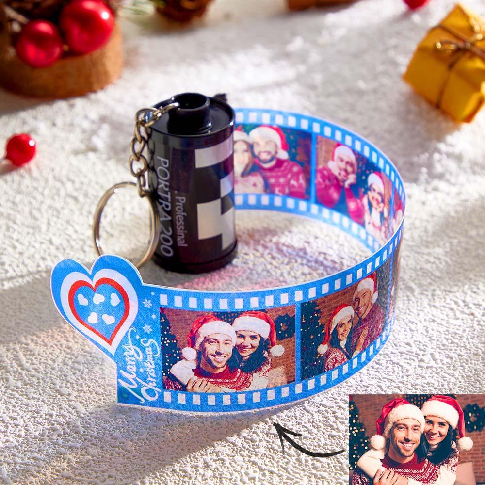 Custom Photo Film Roll Keychain Colorful Heart Decor Camera Keychain Christmas Day Gift - mymoonlampuk