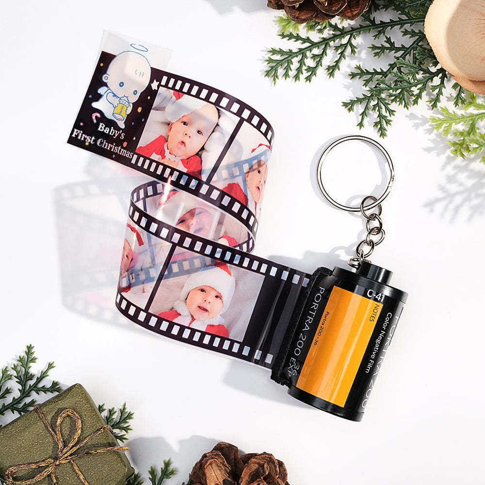 Custom Photo Film Roll Keychain Baby Birthday Theme Camera Keychain Christmas Day Gift - mymoonlampuk