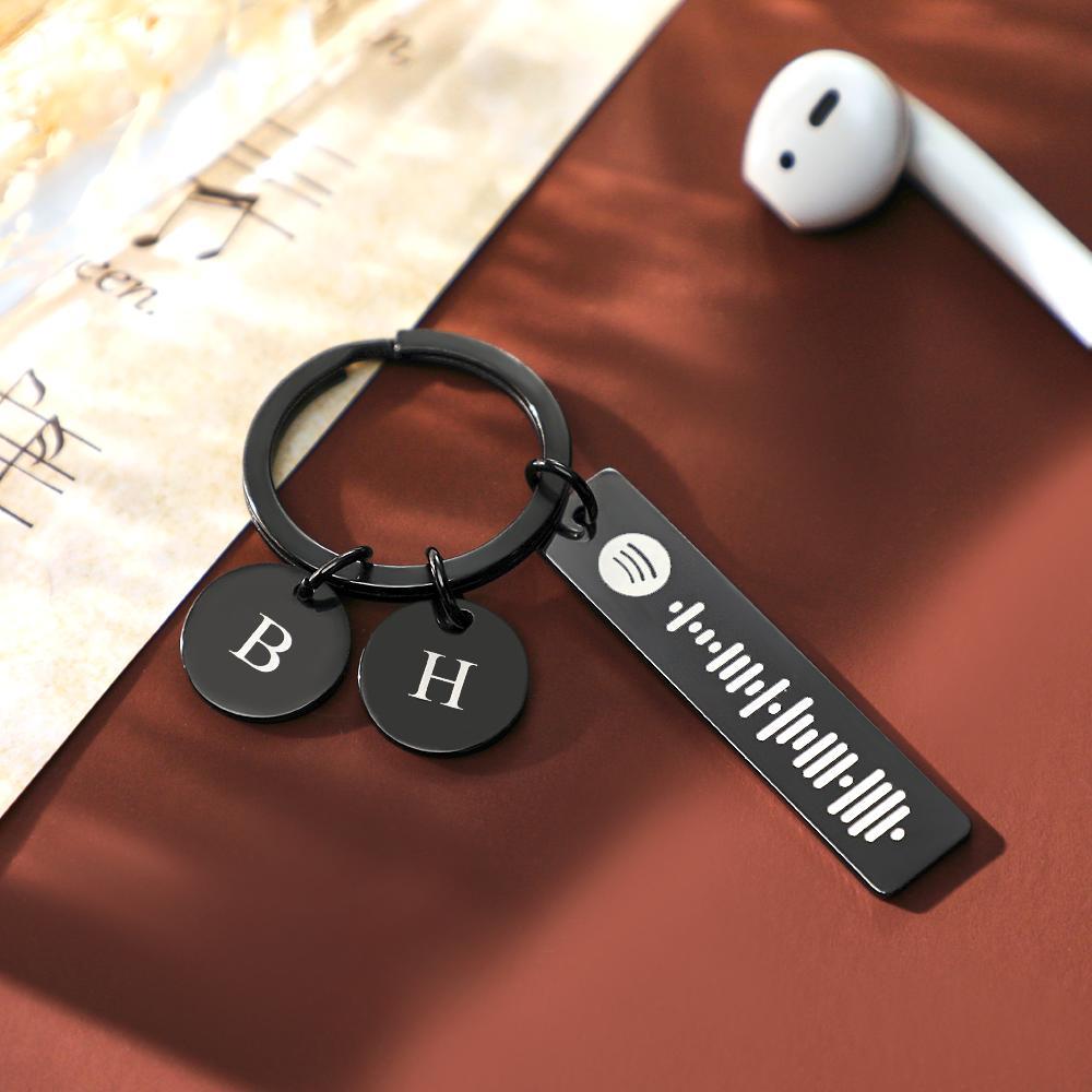Scannable Spotify Code Keychain With Engraved Circle Pendant Custom Music Song Keychain Gift - mymoonlampuk