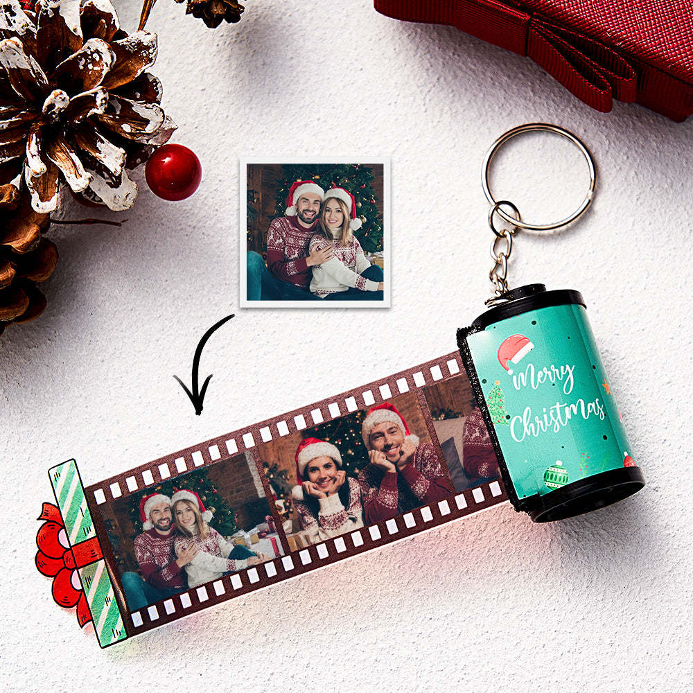 Custom Photo Film Roll Keychain Engraved Gift Box Pullable Camera Keychain Christmas Day Gift - mymoonlampuk