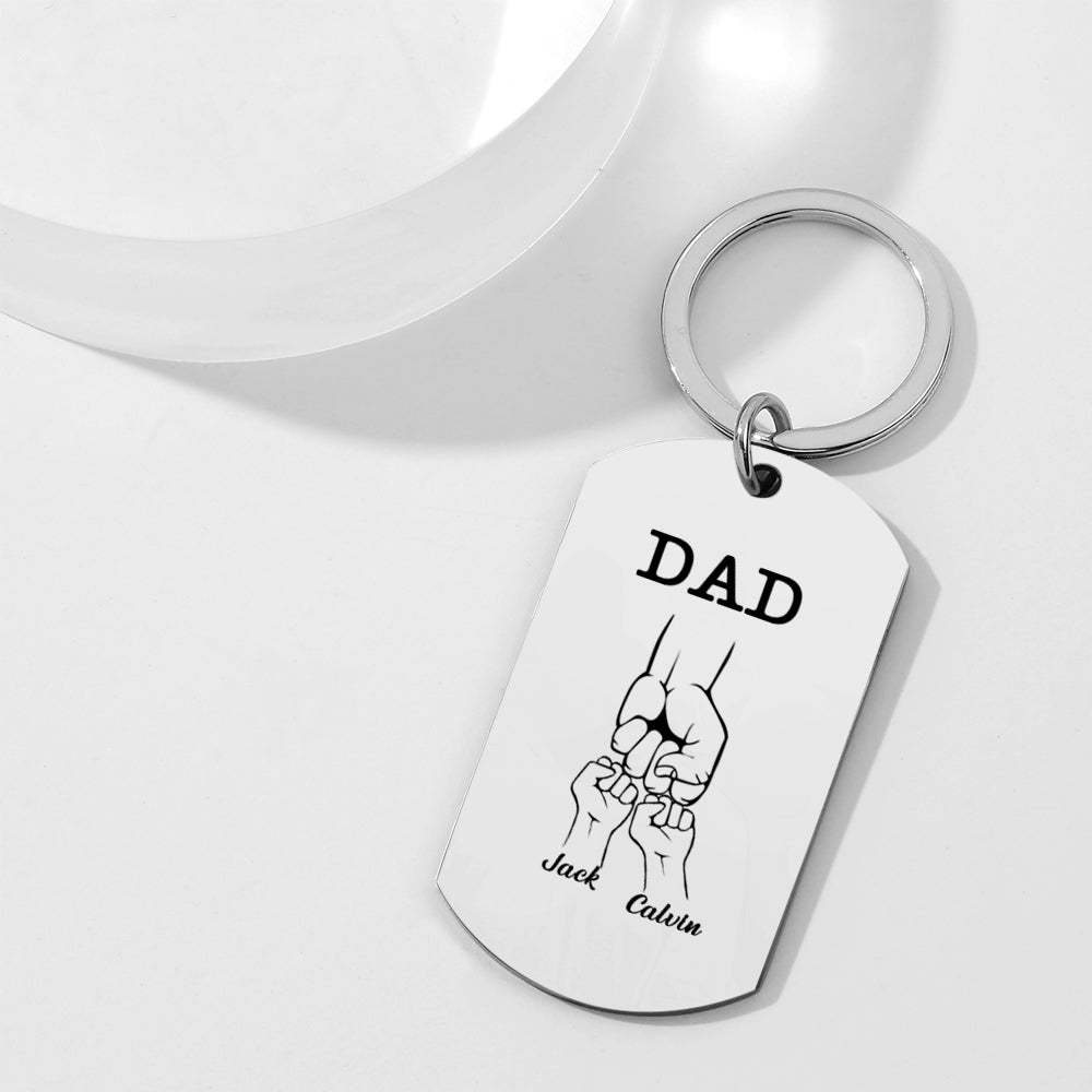 Custom Dad Keychain as a Dad Gift - Fist Bump with Dad - MyMoonLampUk