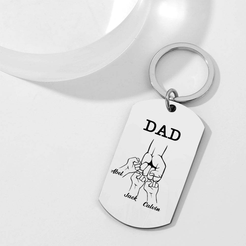 Custom Dad Keychain as a Dad Gift - Fist Bump with Dad - MyMoonLampUk