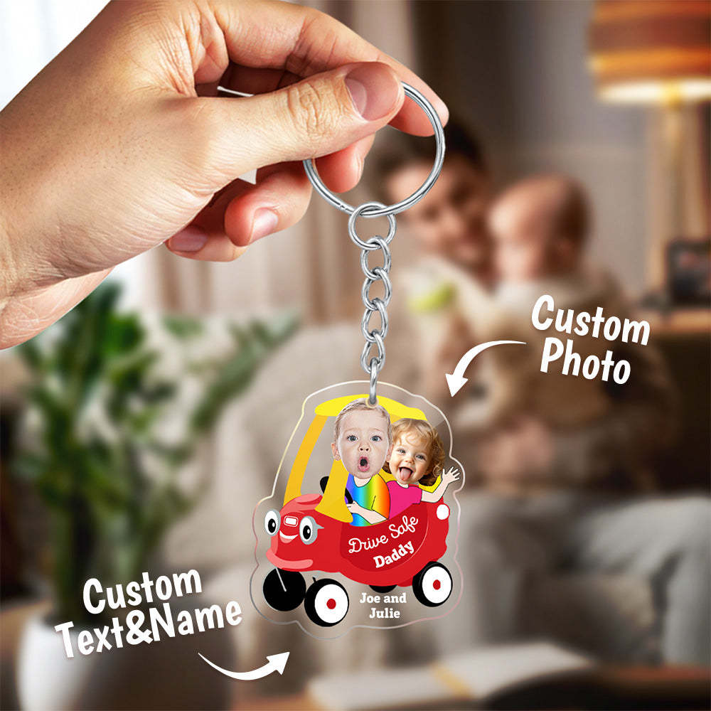 Gifts for Dad Personalized Face Acrylic Keychain Drive Safe Daddy