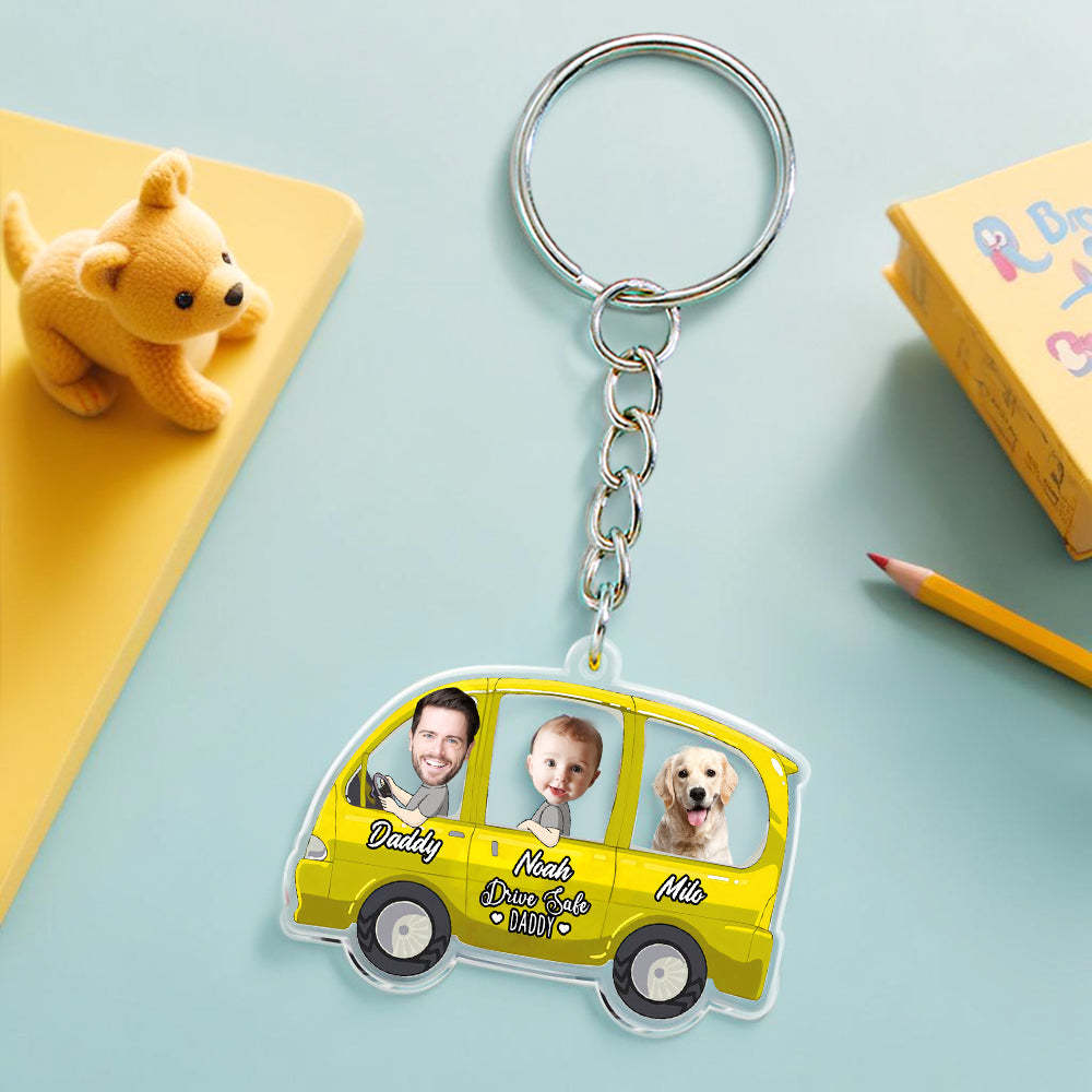 Drive Safe Daddy Keyring Personalized Face Acrylic Keychain Father's Day Gifts