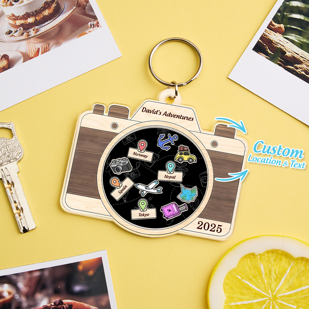 Personalized Travel Adventure Keychain Custom Traveling Destination Keychain - MyMoonLampUk