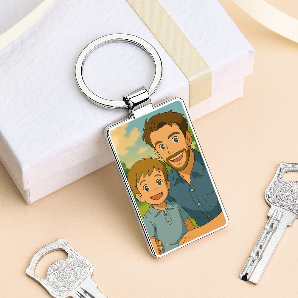 Personalised Dad Photo Keyring, Father's Day Gift for Dad Grandad, Photo Keychain, Gift for Daddy, Gift From Children, New Baby Gift - MyMoonLampUk