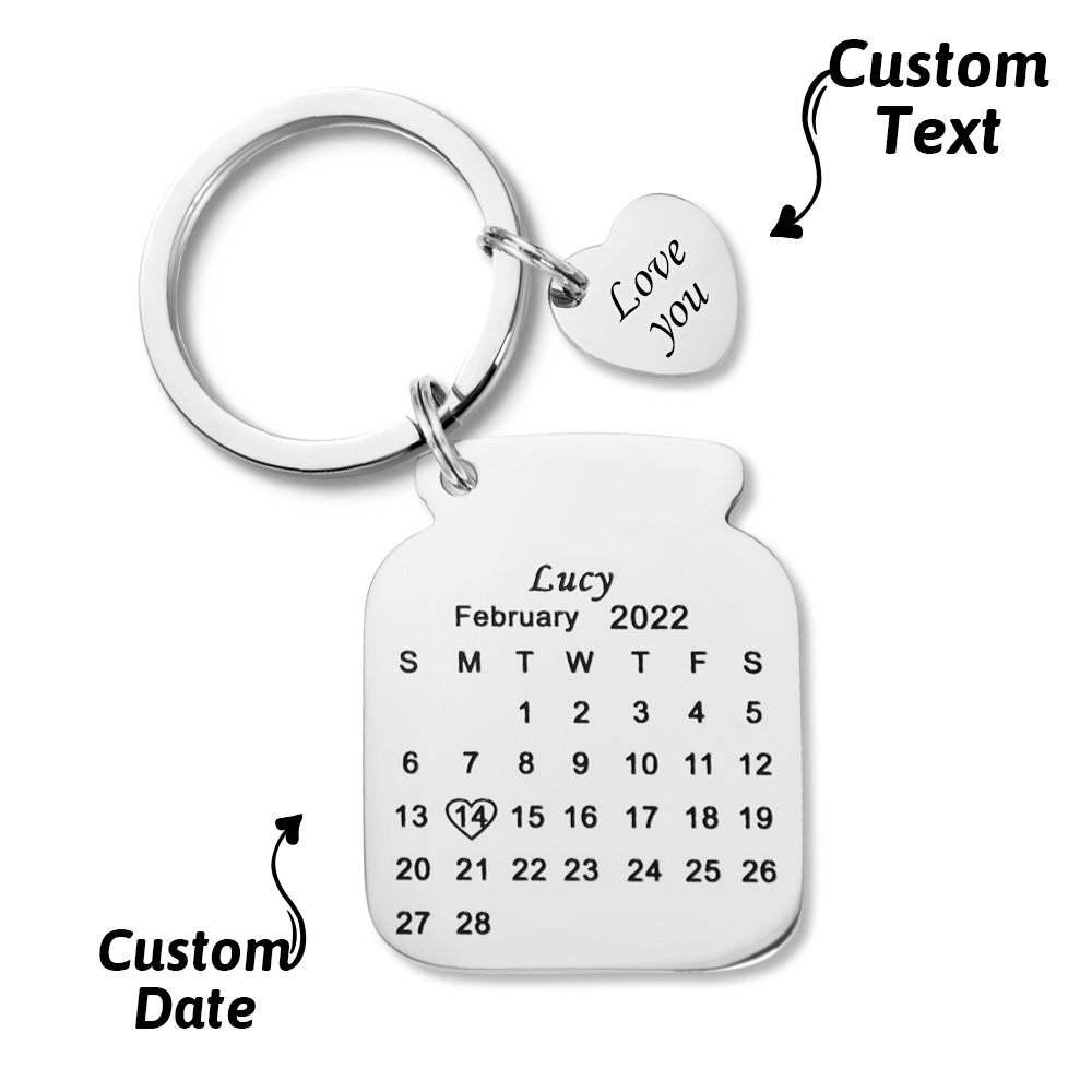 Mother's Day Gifts Custom Engraved Bottle Calendar Keychain Save The Date Keychain Birthday Gift