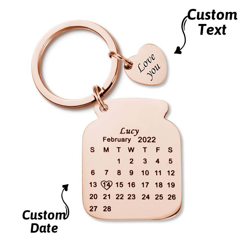 Mother's Day Gifts Custom Engraved Bottle Calendar Keychain Save The Date Keychain Birthday Gift